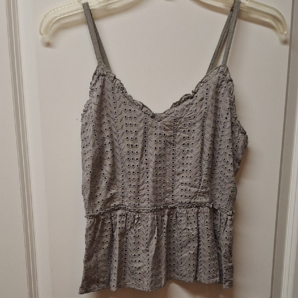 Sim And Sam Gray Eyelet Women's Top